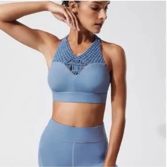 Carbon38 Sayang Canggu Macrame Crochet Sports Bra in Dusty Blue Limited Edition - Picture 3 of 8